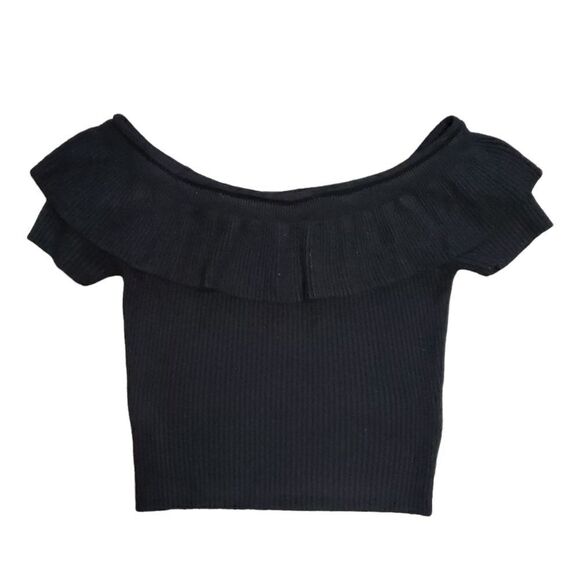KIMCHI BLUE Off Shoulder Rib Knit Crop Top - Picture 1 of 9